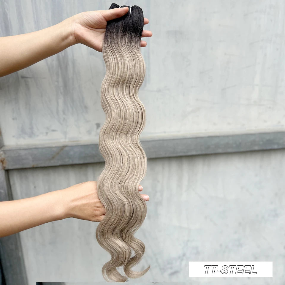 30Inches 200Grams Wig Magicae Rainbow Brown Brazilian Body Wave Bundles Colored Blond 27/613 Natural High Temperature Synthetic Hair Style Wigs