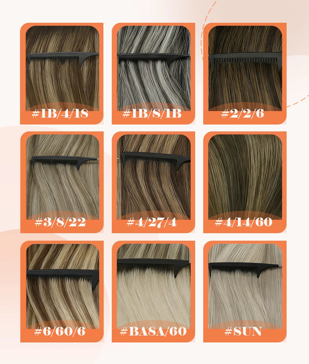 [NEW]VeSunny Tape In Hair Extensions and Accessories Human Hair Wigs Real Natural Hair Balayage Color #4-14-60 Skin Weft Straight Seamless Wig