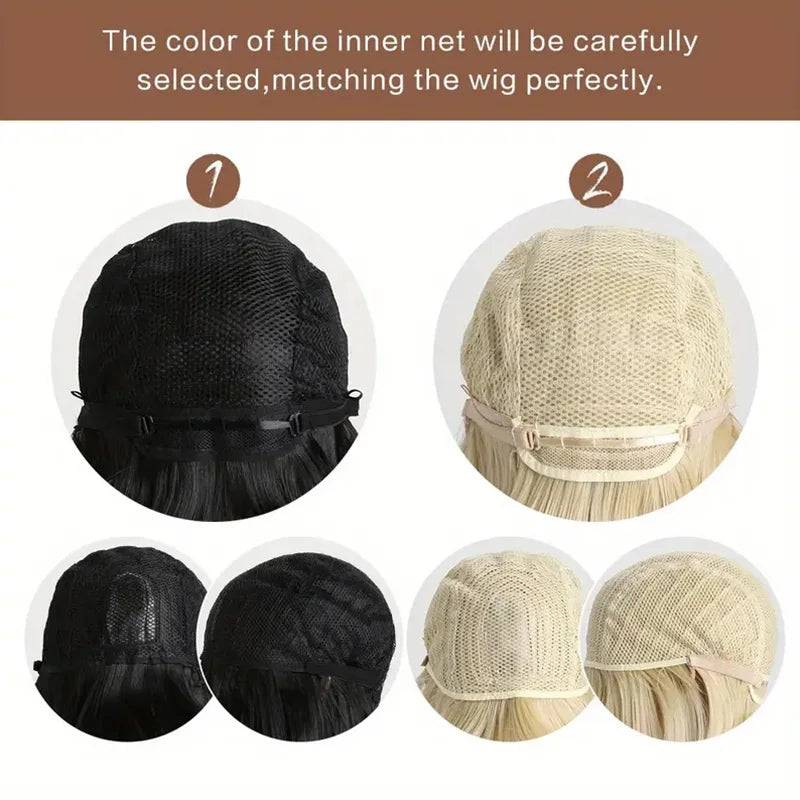 Short bob wig, medium-parted styling, heat-resistant synthetic fiber, women's daily Hair Wigs Extension and Accessories
