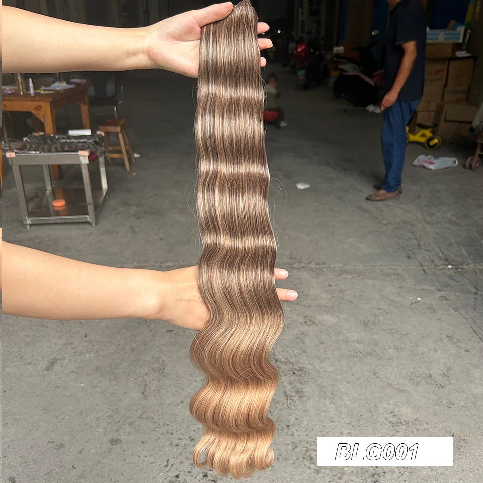 30Inches 200Grams Wig Magicae Rainbow Brown Brazilian Body Wave Bundles Colored Blond 27/613 Natural High Temperature Synthetic Hair Style Wigs