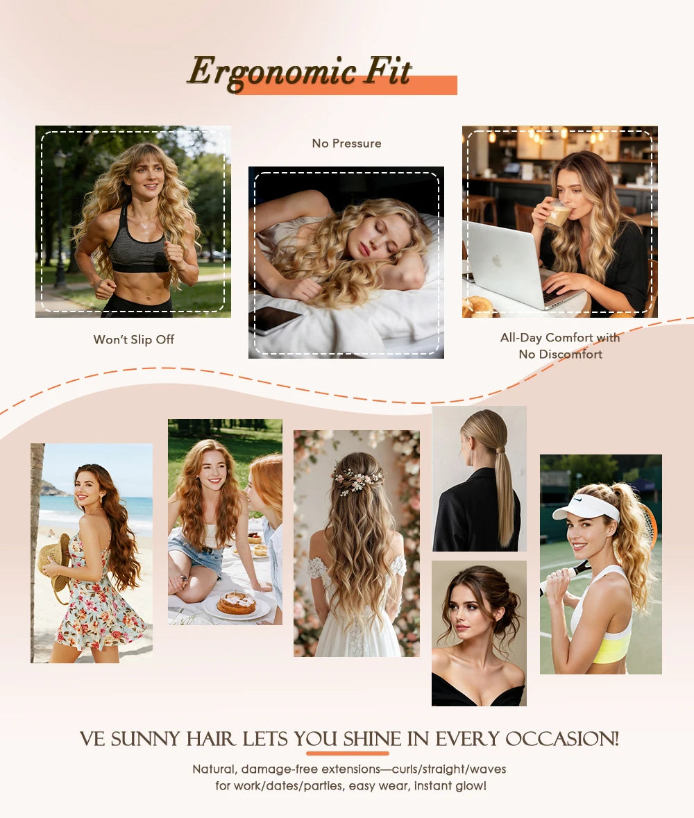 [NEW]VeSunny Tape In Hair Extensions and Accessories Human Hair Wigs Real Natural Hair Balayage Color #4-14-60 Skin Weft Straight Seamless Wig