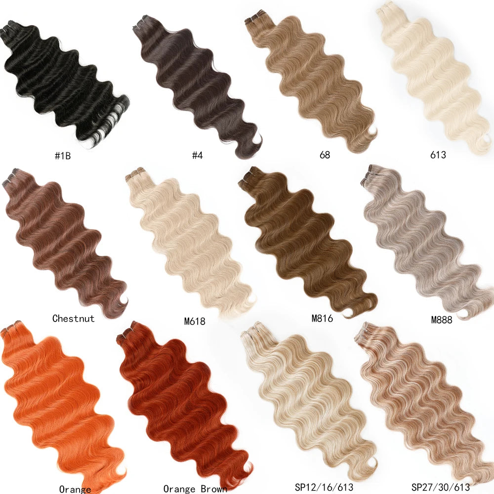 30Inches 200Grams Wig Magicae Rainbow Brown Brazilian Body Wave Bundles Colored Blond 27/613 Natural High Temperature Synthetic Hair Style Wigs