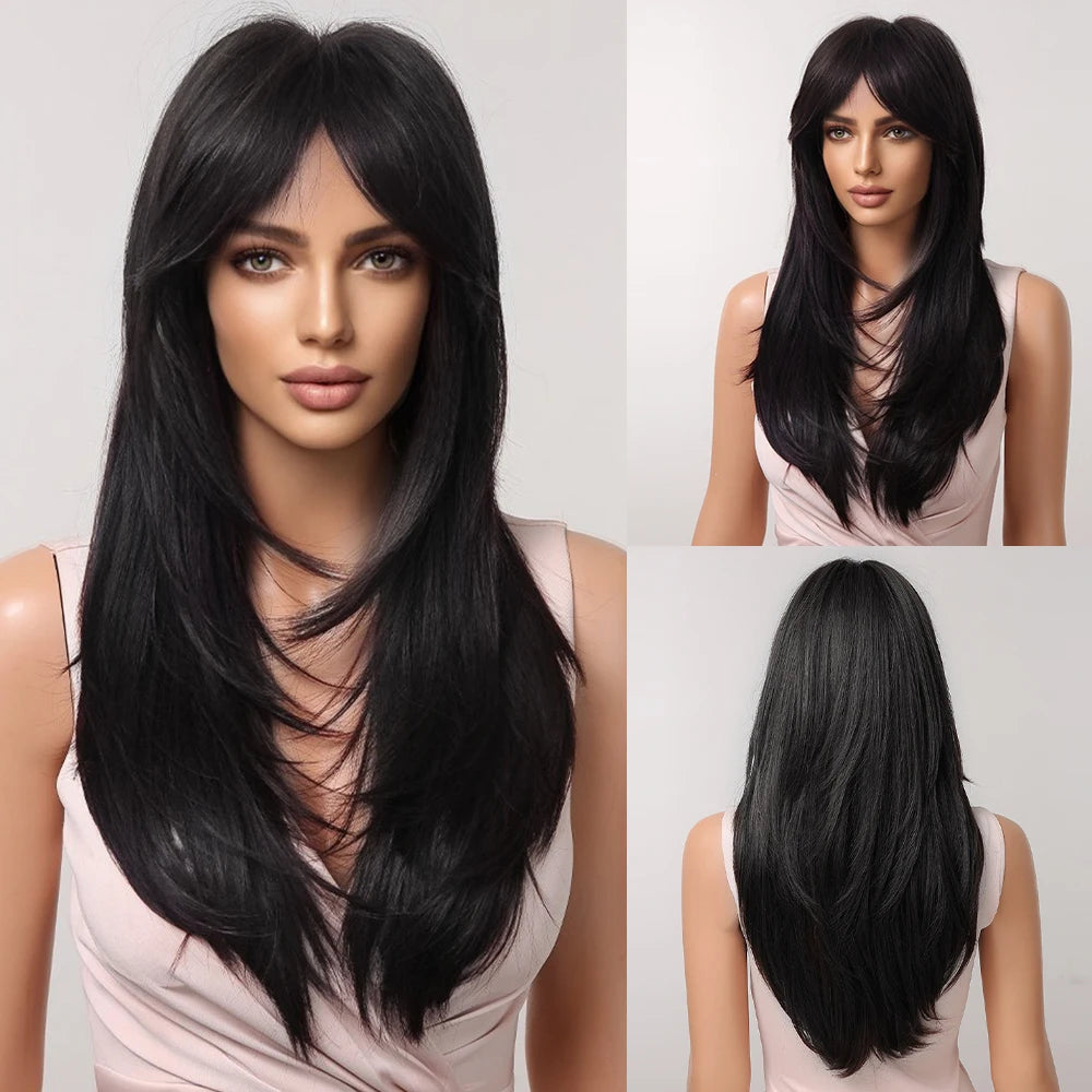 CharmSource Blonde Long Hair Natural Straight Wig Synthetic Wigs  for Women Daily Party High Density