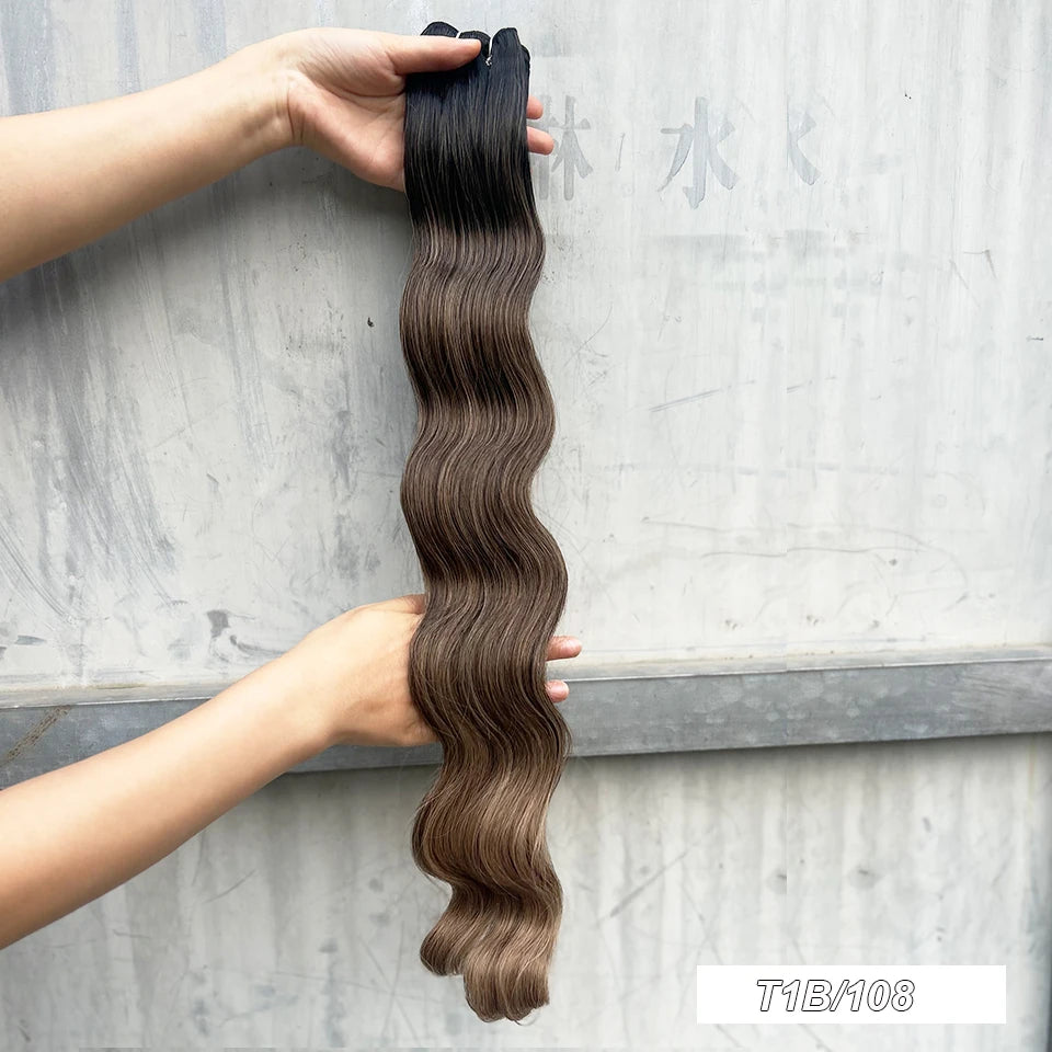 30Inches 200Grams Wig Magicae Rainbow Brown Brazilian Body Wave Bundles Colored Blond 27/613 Natural High Temperature Synthetic Hair Style Wigs