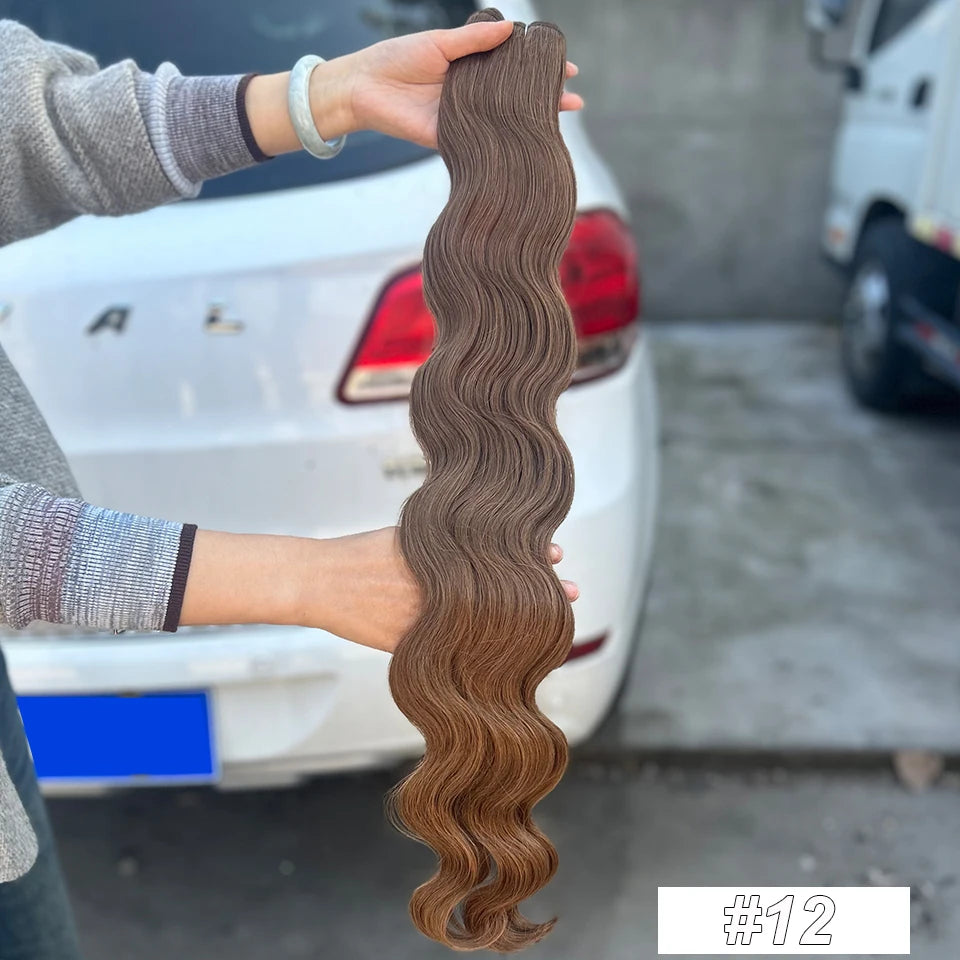 30Inches 200Grams Wig Magicae Rainbow Brown Brazilian Body Wave Bundles Colored Blond 27/613 Natural High Temperature Synthetic Hair Style Wigs