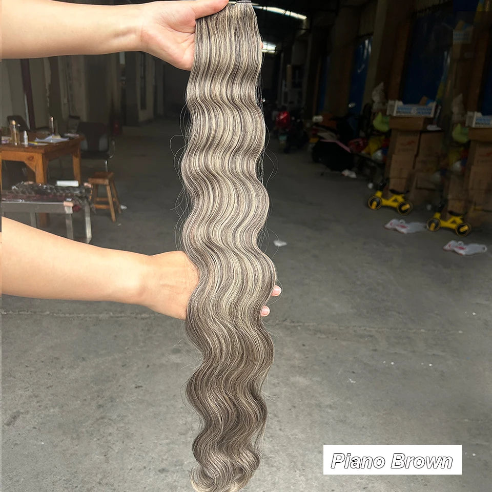 30Inches 200Grams Wig Magicae Rainbow Brown Brazilian Body Wave Bundles Colored Blond 27/613 Natural High Temperature Synthetic Hair Style Wigs