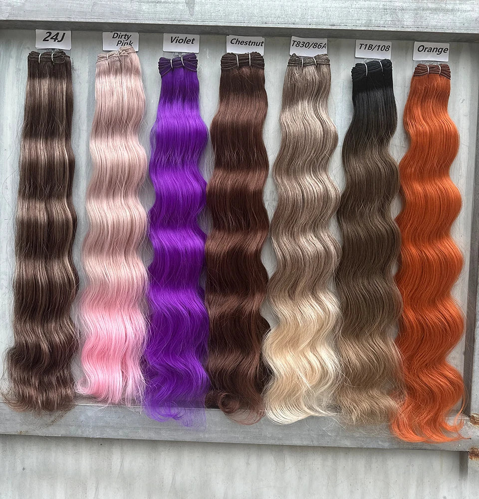 30Inches 200Grams Wig Magicae Rainbow Brown Brazilian Body Wave Bundles Colored Blond 27/613 Natural High Temperature Synthetic Hair Style Wigs