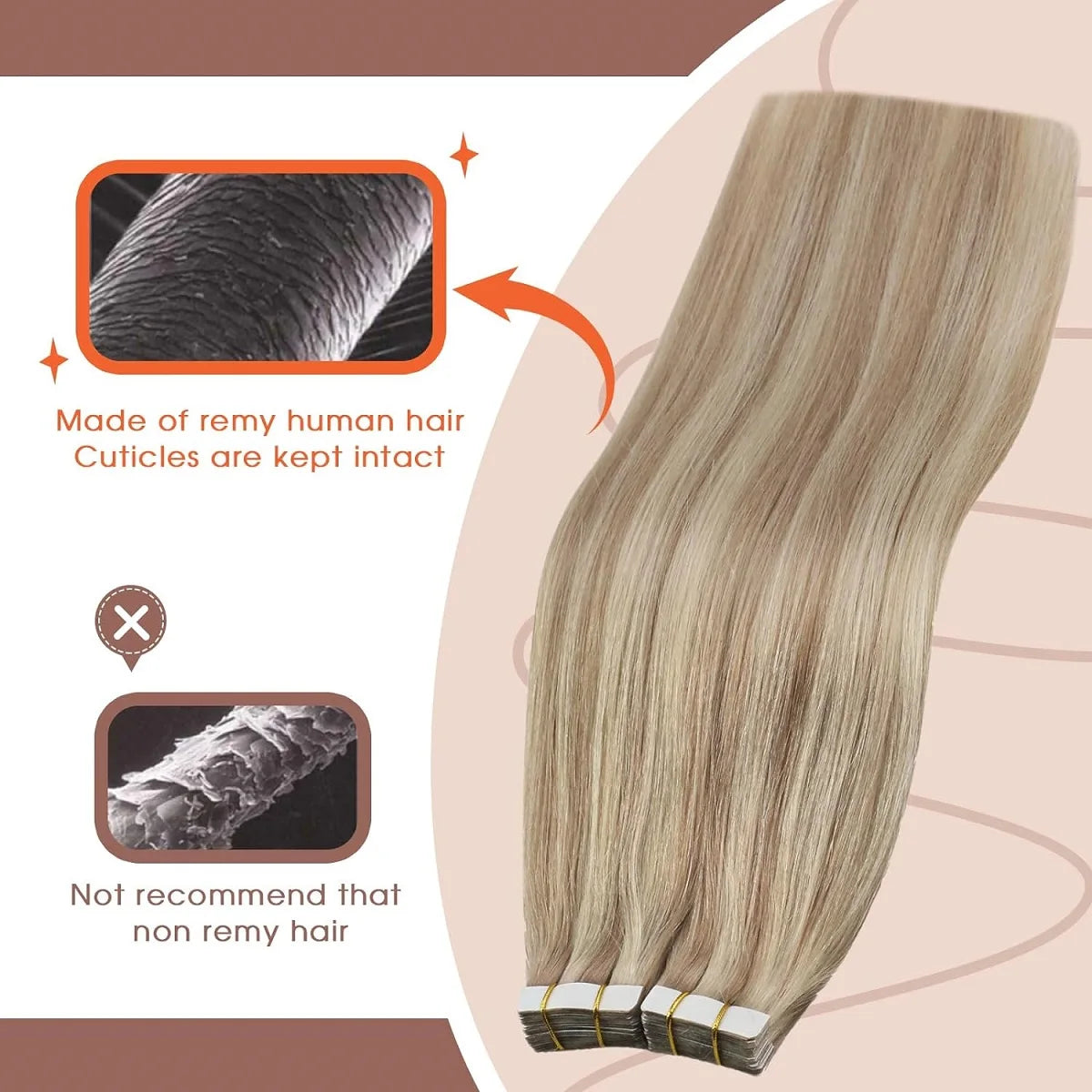 Invisible Tape in Wig, Hair Wigs Extensions Real Remy Hair Extensions and Accessories for Women Ash Blond mixed Platinum Blond Straight Wig Hairpieces