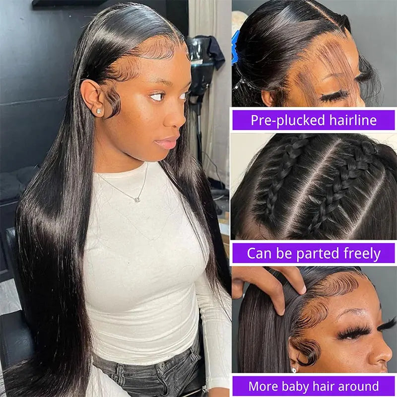 100% Malaysia Human Wigs Hair 13x6 Bone Straight Lace Front Human Wig 30 Inch 13x4 Lace Frontal Wigs for Women Pre Plucked