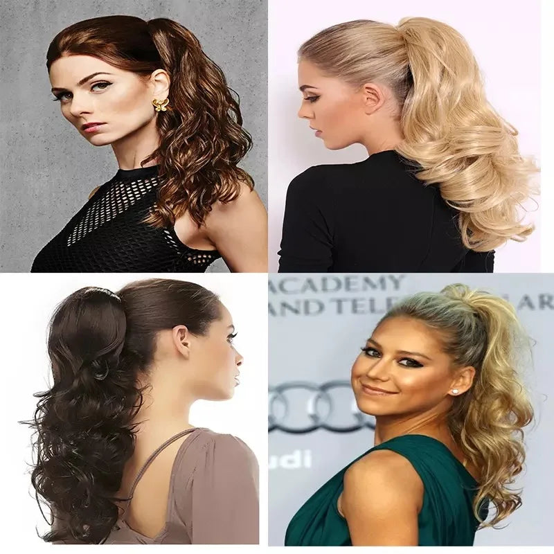 Luxury Wigs for Braiding 76cm 210g  Long Wavy High Temperature Fiber Synthetic Hair Pieces Claw Clip Ponytail Hair Extension and Accessories for Women