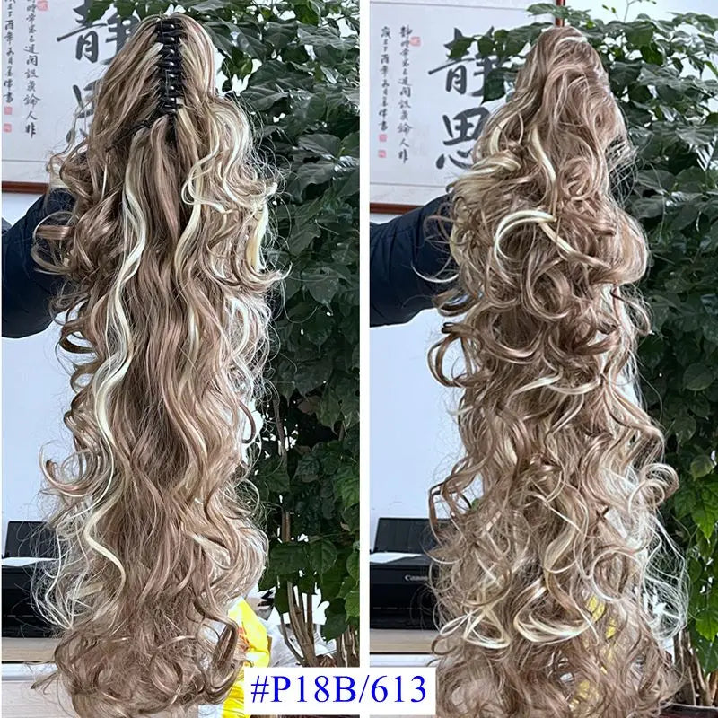 Luxury Wigs for Braiding 76cm 210g  Long Wavy High Temperature Fiber Synthetic Hair Pieces Claw Clip Ponytail Hair Extension and Accessories for Women