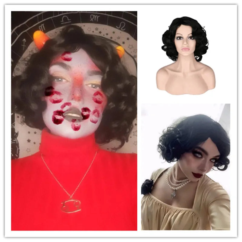 SuQ Classic Curly Wig Synthetic Natural For Women Hair Wigs Cosplay Brown With Blonde Heat Resistant Daily Wigs