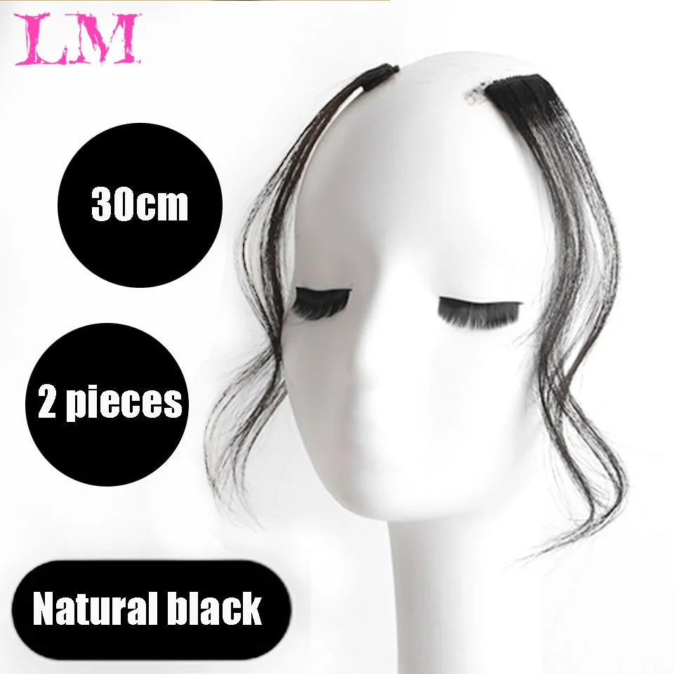 LM Curly Straight Hair Wigs Bangs Clip Natural Hair Style Black Dark Brown Light Brown Synthetic Heat-Resistant Fiber Suitable For Women Wig