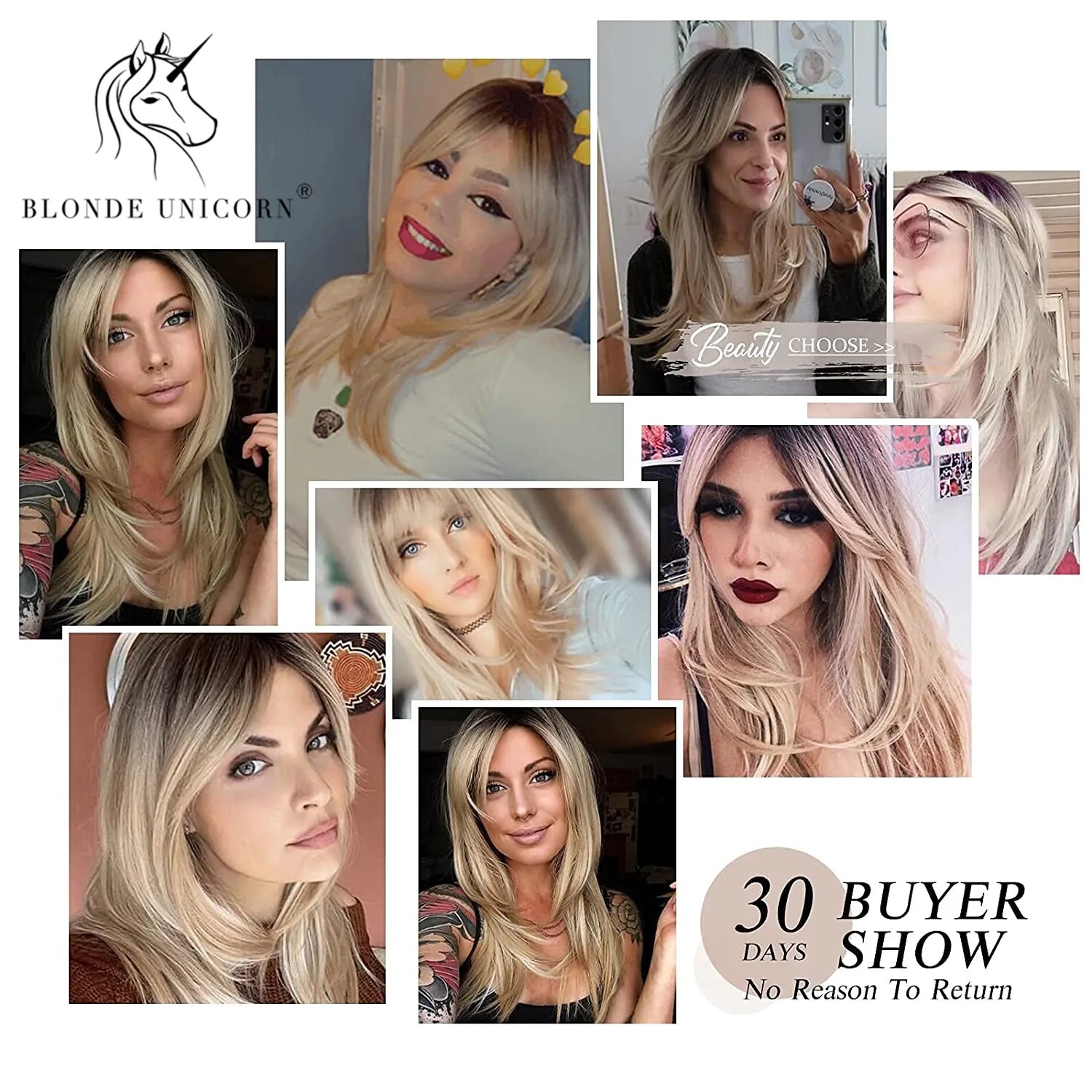 Blonde Unicorn Synthetic Medium Long Straight Brown Blonde Wig For Women Cosplay Daily Party Wigs Heat Resistant False Hair Style