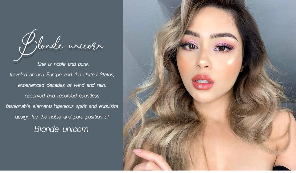 Blonde Unicorn Synthetic Medium Long Straight Brown Blonde Wig For Women Cosplay Daily Party Wigs Heat Resistant False Hair Style