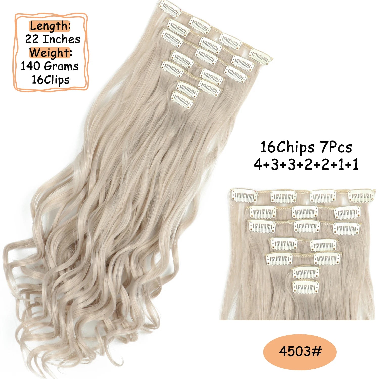 NICESY 16Clips Synthetic 24Inch Wig Long Curly Hair Hairpiece Heat Resistant Hair Extension and Accessories Clips In Ombre Black Brown Blond for Women Hair Style Wigs