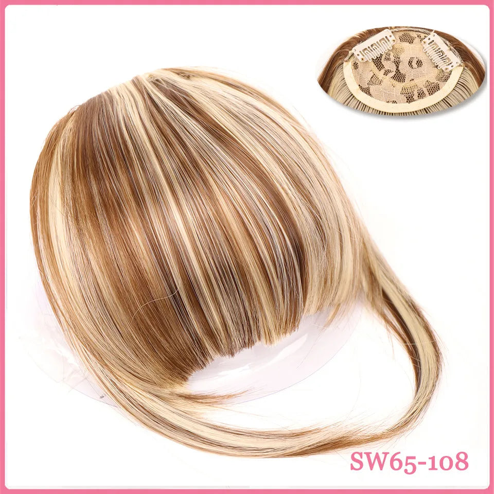 LM Curly Straight Hair Wigs Bangs Clip Natural Hair Style Black Dark Brown Light Brown Synthetic Heat-Resistant Fiber Suitable For Women Wig