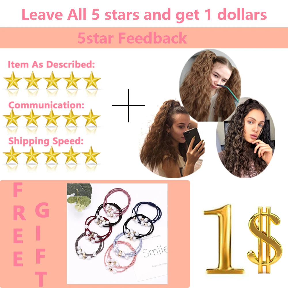 NICESY Synthetic Long Wavy 5 Clips Hair Extensions 22Inch/32Inch Clip On Hair Extensions High Tempreture Fake For Women