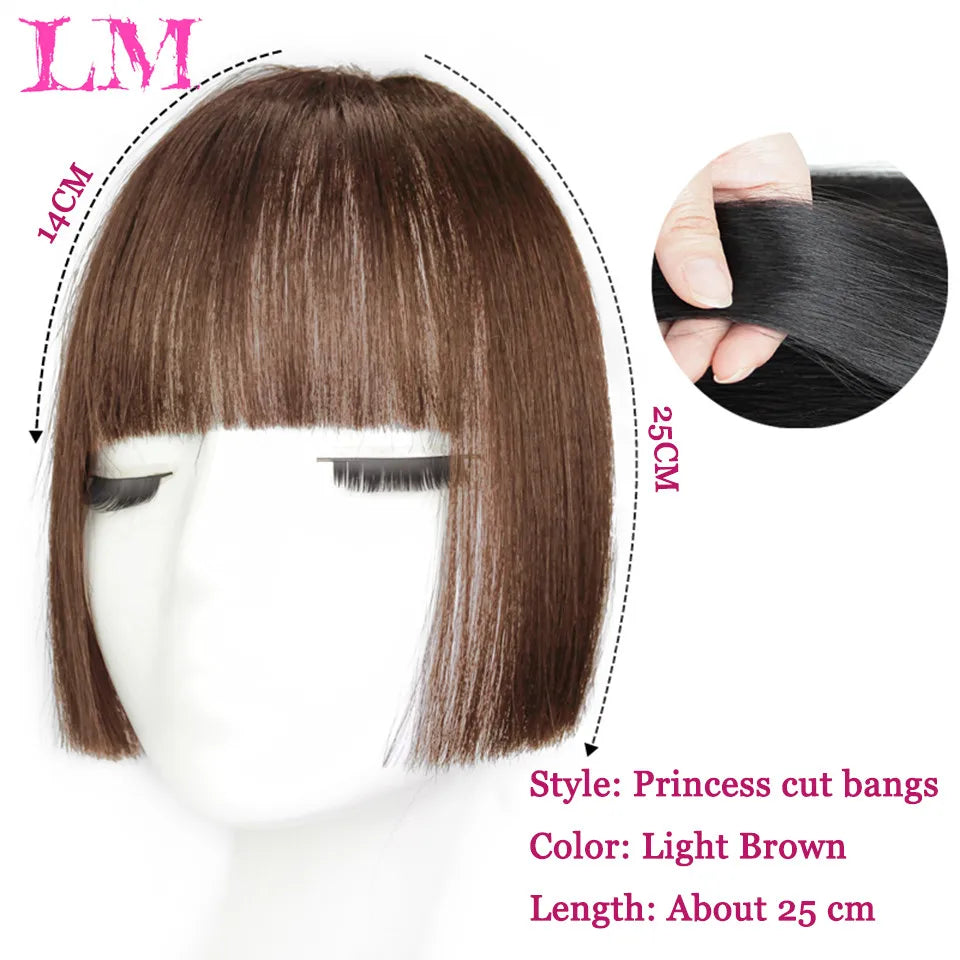 LM Curly Straight Hair Wigs Bangs Clip Natural Hair Style Black Dark Brown Light Brown Synthetic Heat-Resistant Fiber Suitable For Women Wig
