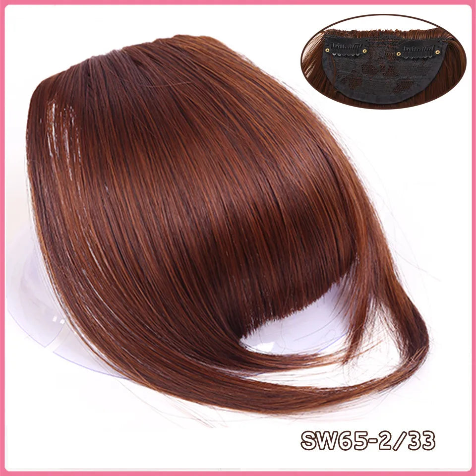 LM Curly Straight Hair Wigs Bangs Clip Natural Hair Style Black Dark Brown Light Brown Synthetic Heat-Resistant Fiber Suitable For Women Wig