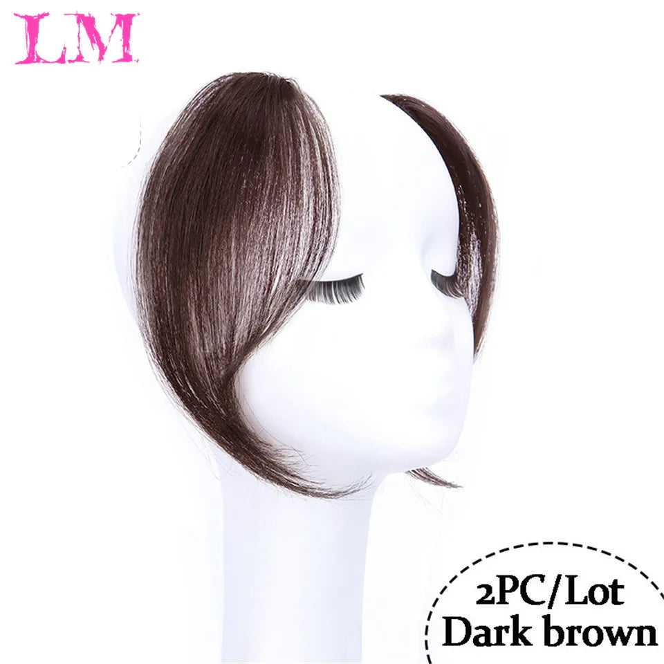 LM Curly Straight Hair Wigs Bangs Clip Natural Hair Style Black Dark Brown Light Brown Synthetic Heat-Resistant Fiber Suitable For Women Wig