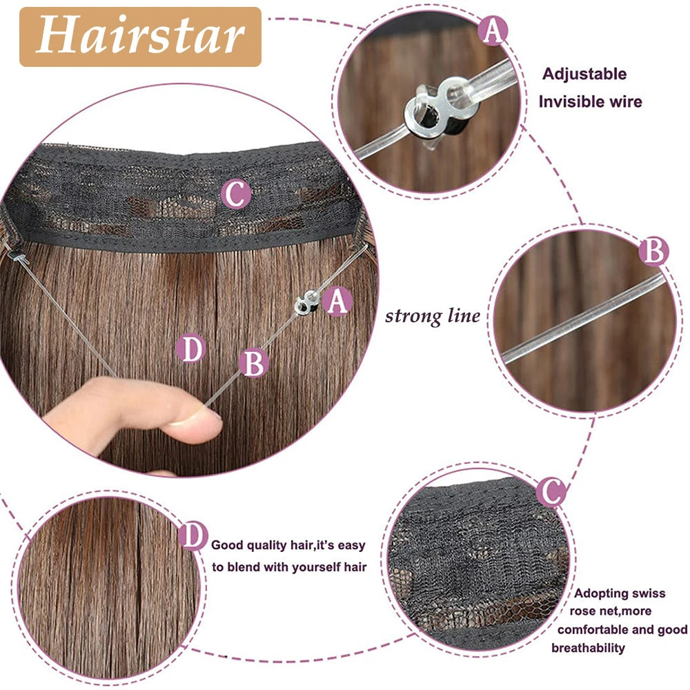 16" 22" Hair Extensions and Accessories Wigs No Clip in Color Mixing Blonde Black Gray Synthetic Natural False Artificial Hair Style Piece For Women Wig