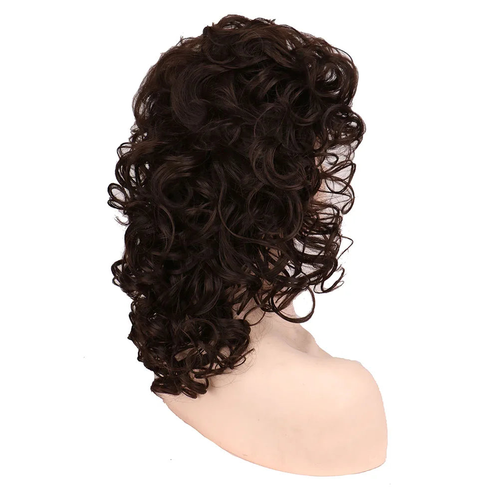 SuQ Classic Curly Wig Synthetic Natural For Women Hair Wigs Cosplay Brown With Blonde Heat Resistant Daily Wigs