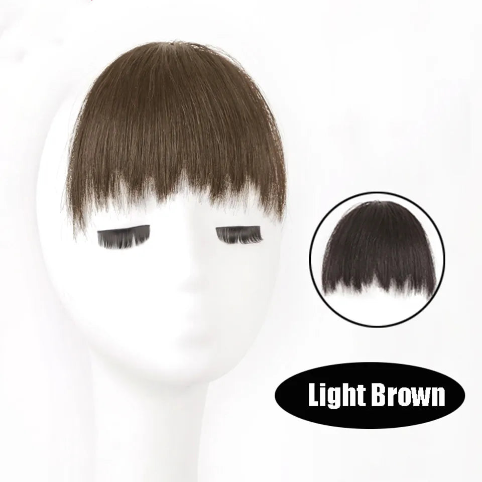 LM Curly Straight Hair Wigs Bangs Clip Natural Hair Style Black Dark Brown Light Brown Synthetic Heat-Resistant Fiber Suitable For Women Wig