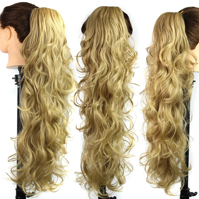 Luxury Wigs for Braiding 76cm 210g  Long Wavy High Temperature Fiber Synthetic Hair Pieces Claw Clip Ponytail Hair Extension and Accessories for Women