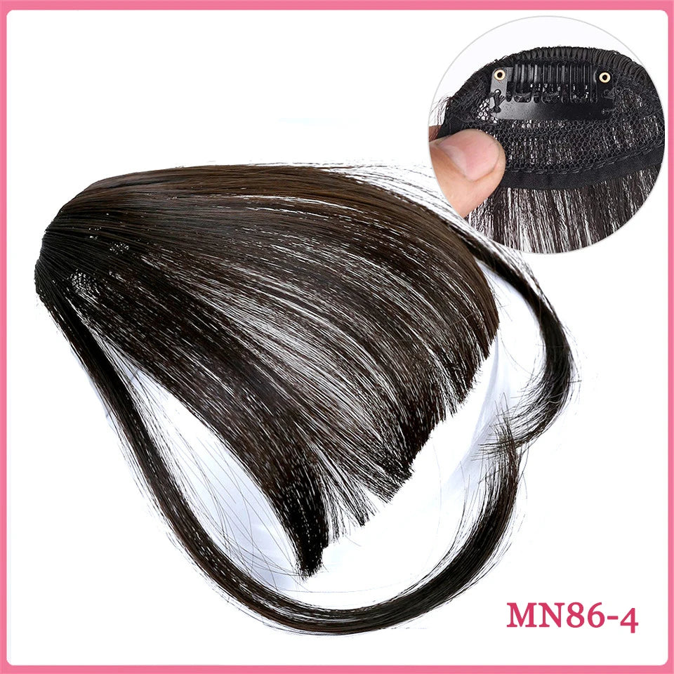 LM Curly Straight Hair Wigs Bangs Clip Natural Hair Style Black Dark Brown Light Brown Synthetic Heat-Resistant Fiber Suitable For Women Wig