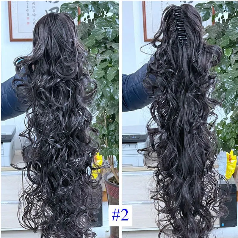 Luxury Wigs for Braiding 76cm 210g  Long Wavy High Temperature Fiber Synthetic Hair Pieces Claw Clip Ponytail Hair Extension and Accessories for Women