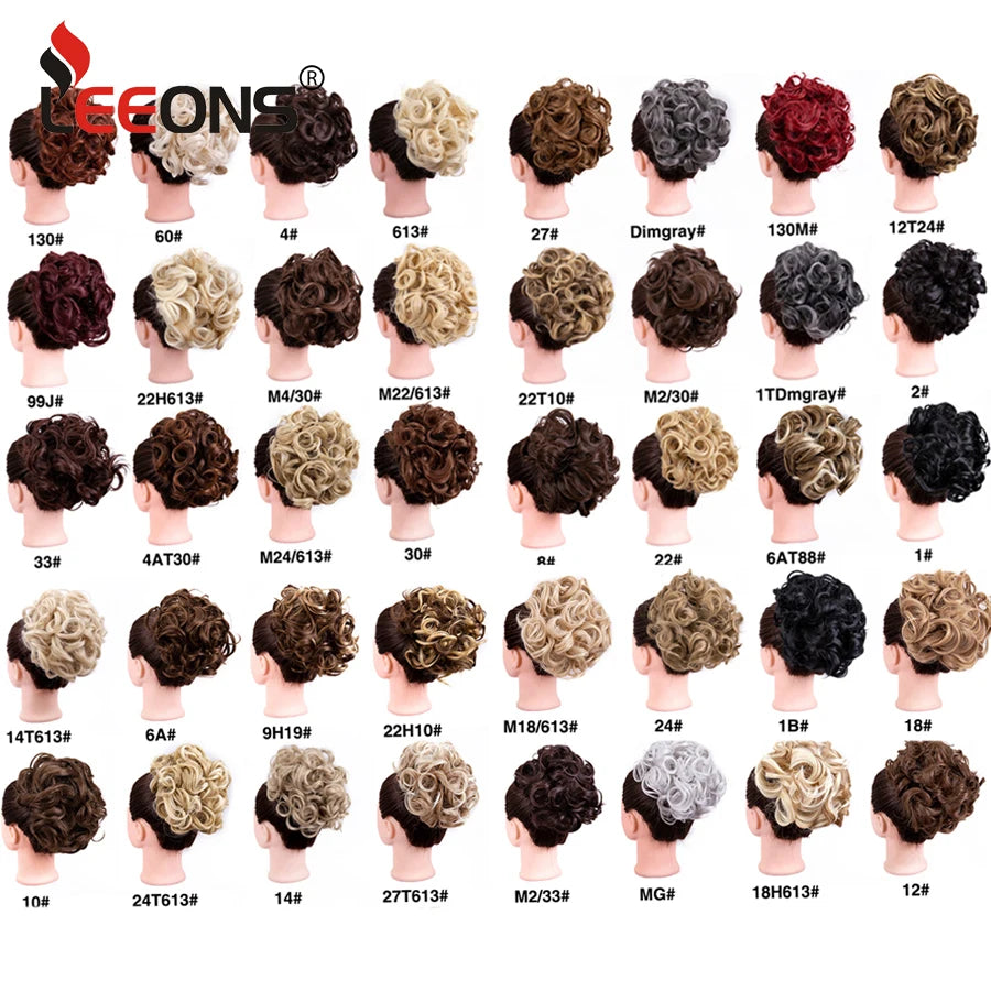 Leeons Syntheic Chignon Hair Wigs piece Curly Bun Hair Extensions and Accessories Scrunchie Updo Hair Pieces Combs In Messy Bun Hair Piece For Women Wig