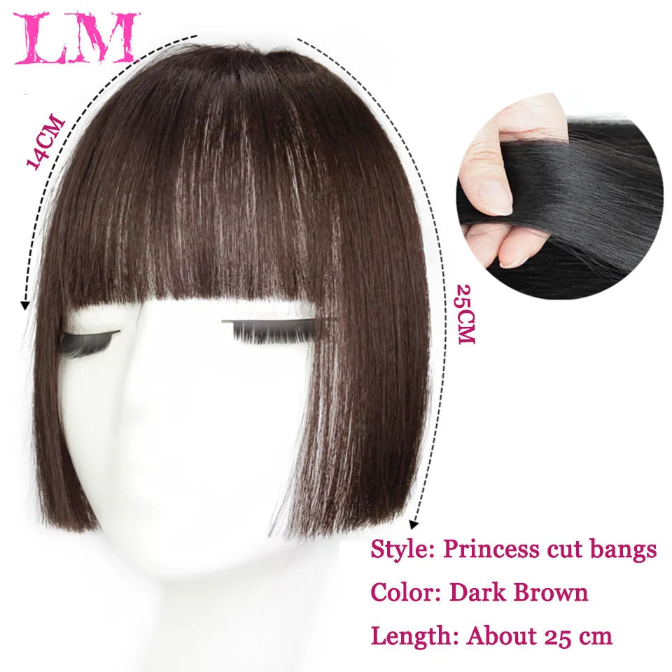 LM Curly Straight Hair Wigs Bangs Clip Natural Hair Style Black Dark Brown Light Brown Synthetic Heat-Resistant Fiber Suitable For Women Wig