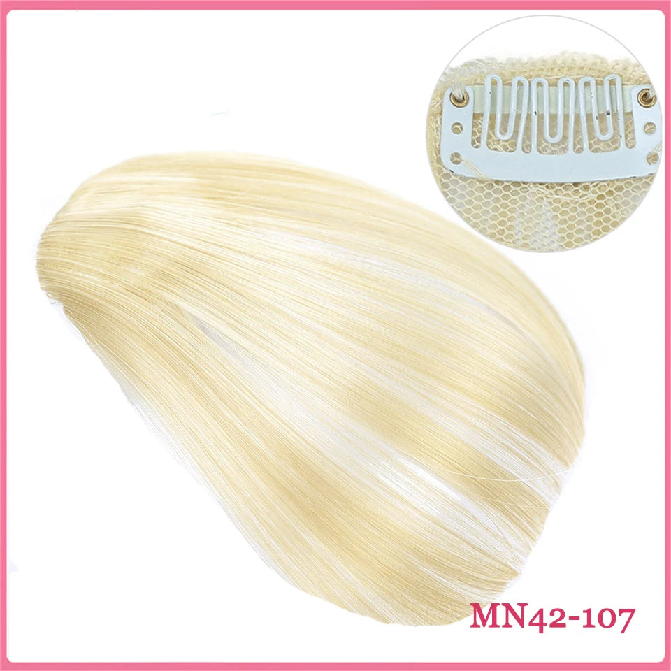 LM Curly Straight Hair Wigs Bangs Clip Natural Hair Style Black Dark Brown Light Brown Synthetic Heat-Resistant Fiber Suitable For Women Wig