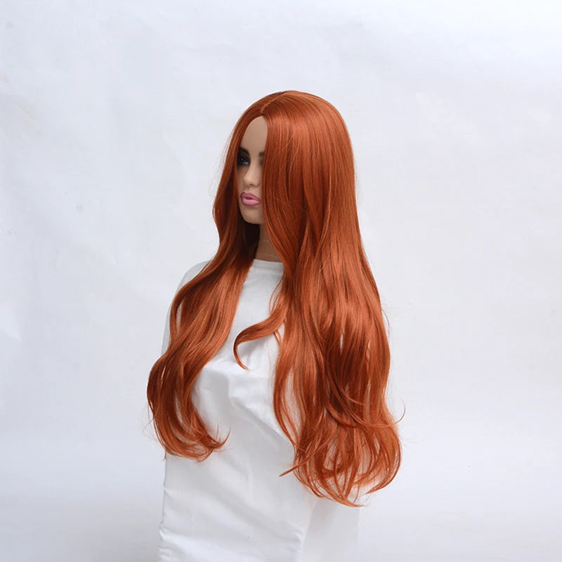 SuQ Synthetic Wig Women's  Copper Red Hair Wigs Synthetic Natural Cosplay Party Long Wave Middle Part Heat Resistant Daily Use Women