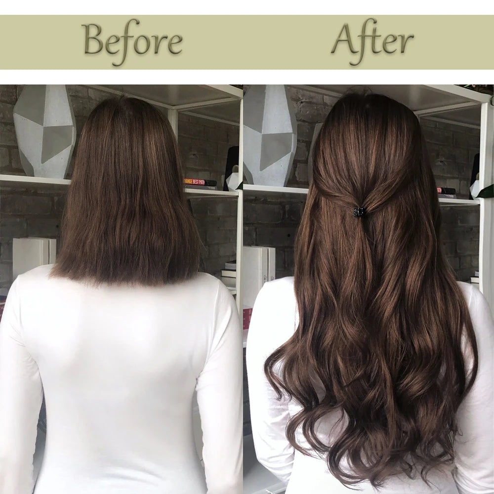 NICESY 16Clips Synthetic 24Inch Wig Long Curly Hair Hairpiece Heat Resistant Hair Extension and Accessories Clips In Ombre Black Brown Blond for Women Hair Style Wigs