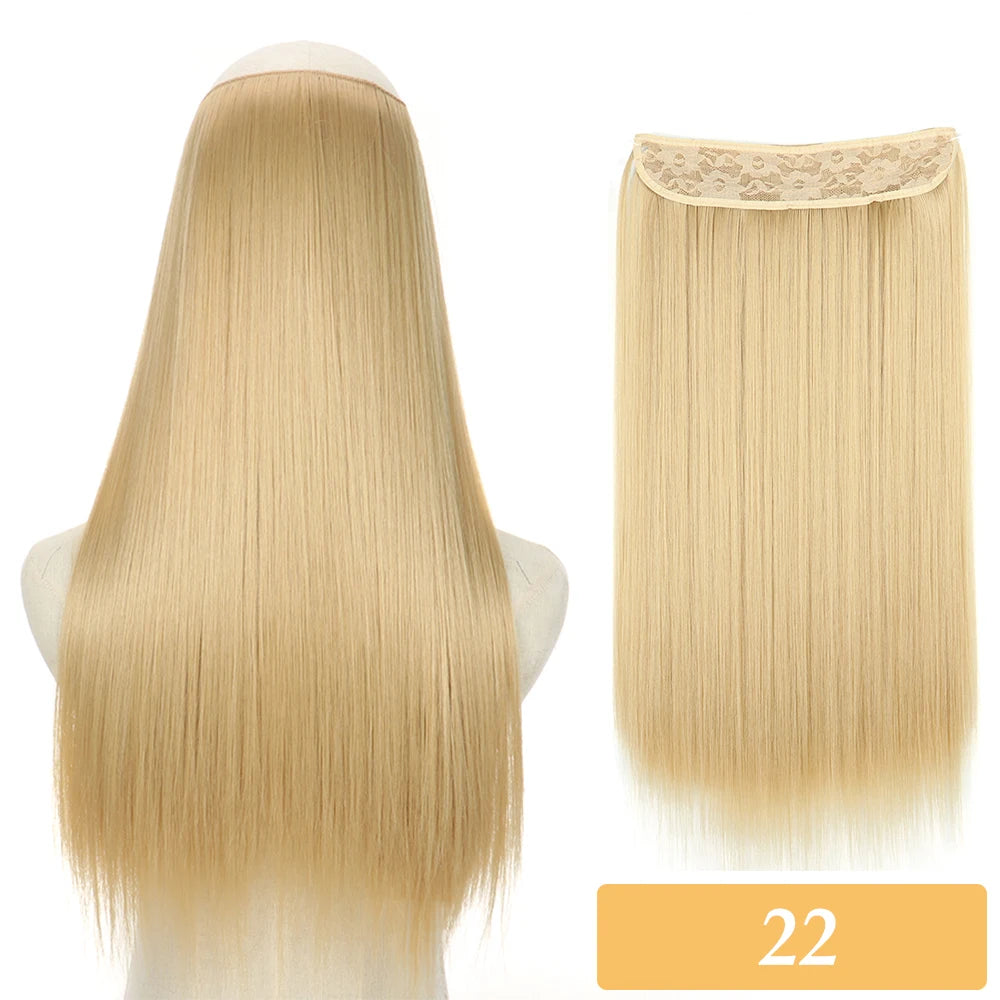 16" 22" Hair Extensions and Accessories Wigs No Clip in Color Mixing Blonde Black Gray Synthetic Natural False Artificial Hair Style Piece For Women Wig