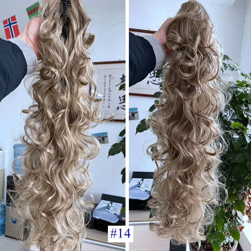 Luxury Wigs for Braiding 76cm 210g  Long Wavy High Temperature Fiber Synthetic Hair Pieces Claw Clip Ponytail Hair Extension and Accessories for Women