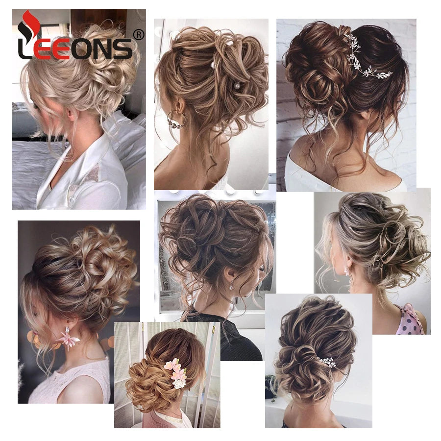 Leeons Syntheic Chignon Hair Wigs piece Curly Bun Hair Extensions and Accessories Scrunchie Updo Hair Pieces Combs In Messy Bun Hair Piece For Women Wig
