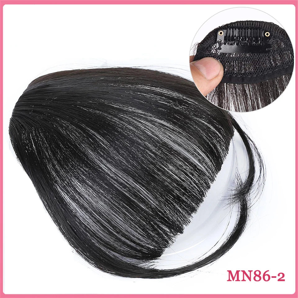 LM Curly Straight Hair Wigs Bangs Clip Natural Hair Style Black Dark Brown Light Brown Synthetic Heat-Resistant Fiber Suitable For Women Wig