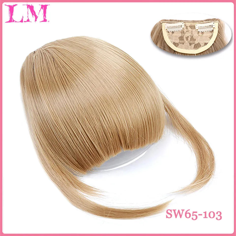 LM Curly Straight Hair Wigs Bangs Clip Natural Hair Style Black Dark Brown Light Brown Synthetic Heat-Resistant Fiber Suitable For Women Wig