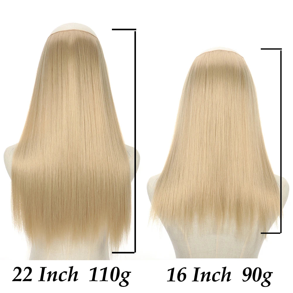 16" 22" Hair Extensions and Accessories Wigs No Clip in Color Mixing Blonde Black Gray Synthetic Natural False Artificial Hair Style Piece For Women Wig
