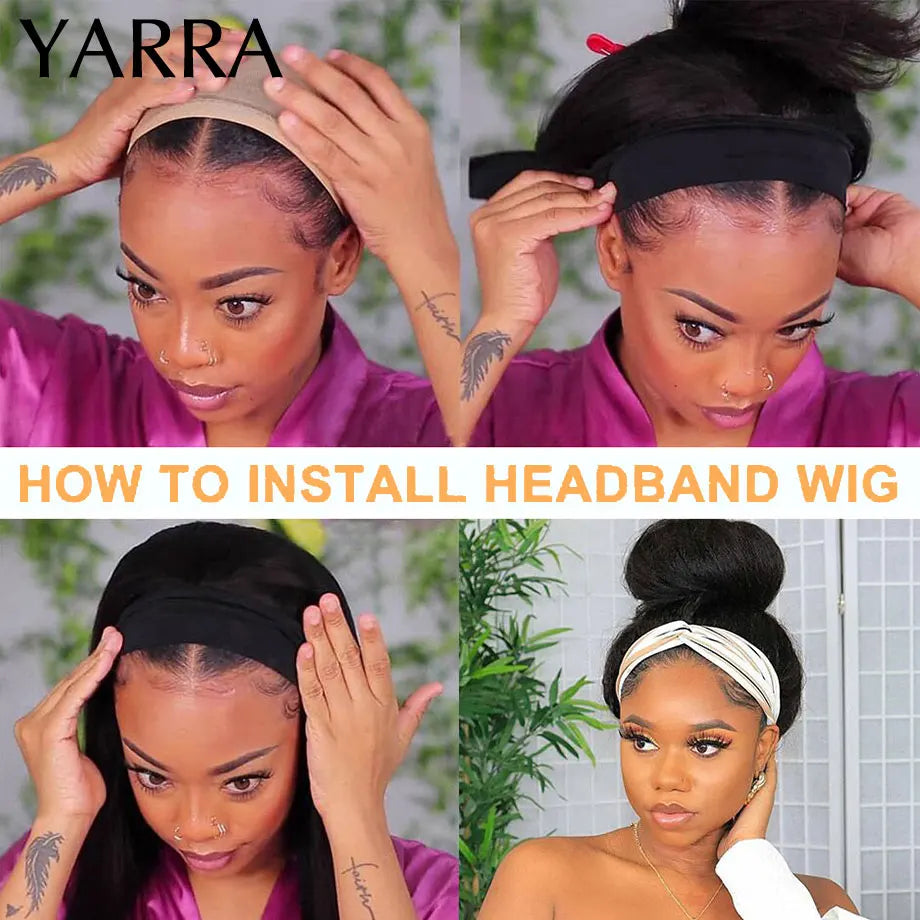 Afro Kinky Curly Human Hair Headband Wig For Black Women 180% Density Brazilian Remy Full Machine Made 100% Human Hair Wigs YARRA