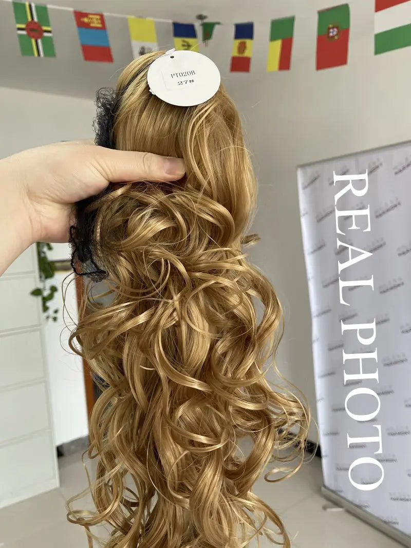 Luxury Wigs for Braiding 76cm 210g  Long Wavy High Temperature Fiber Synthetic Hair Pieces Claw Clip Ponytail Hair Extension and Accessories for Women