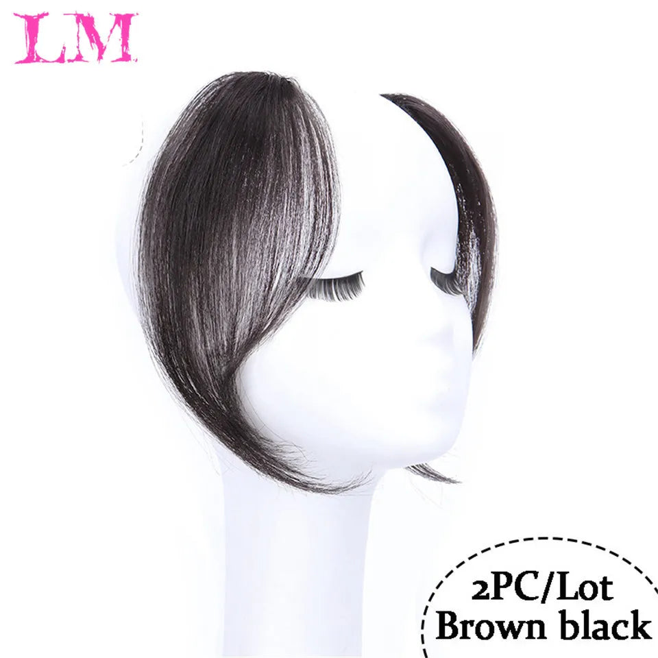 LM Curly Straight Hair Wigs Bangs Clip Natural Hair Style Black Dark Brown Light Brown Synthetic Heat-Resistant Fiber Suitable For Women Wig