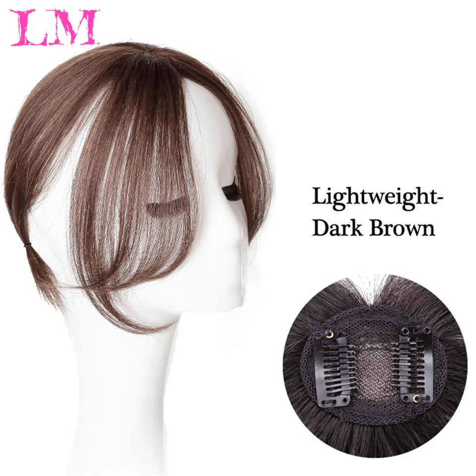LM Curly Straight Hair Wigs Bangs Clip Natural Hair Style Black Dark Brown Light Brown Synthetic Heat-Resistant Fiber Suitable For Women Wig