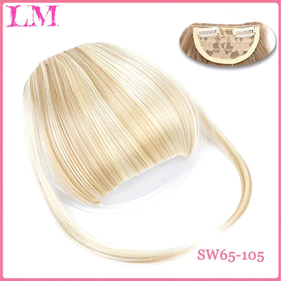 LM Curly Straight Hair Wigs Bangs Clip Natural Hair Style Black Dark Brown Light Brown Synthetic Heat-Resistant Fiber Suitable For Women Wig