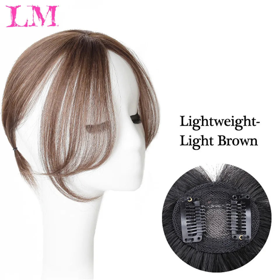 LM Curly Straight Hair Wigs Bangs Clip Natural Hair Style Black Dark Brown Light Brown Synthetic Heat-Resistant Fiber Suitable For Women Wig