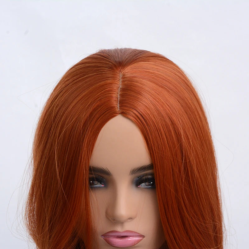 SuQ Synthetic Wig Women's  Copper Red Hair Wigs Synthetic Natural Cosplay Party Long Wave Middle Part Heat Resistant Daily Use Women