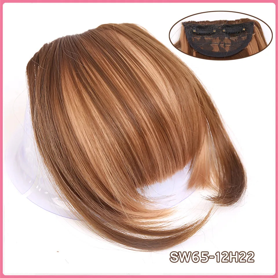 LM Curly Straight Hair Wigs Bangs Clip Natural Hair Style Black Dark Brown Light Brown Synthetic Heat-Resistant Fiber Suitable For Women Wig